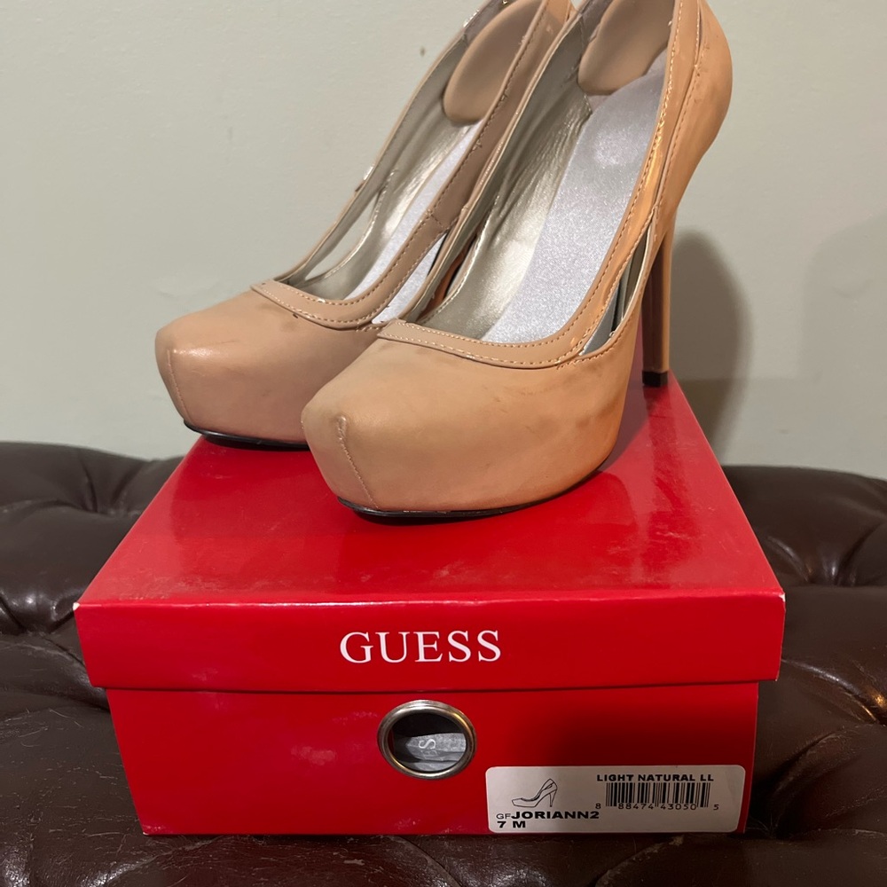 Guess Women's Light Natural Platform Heels